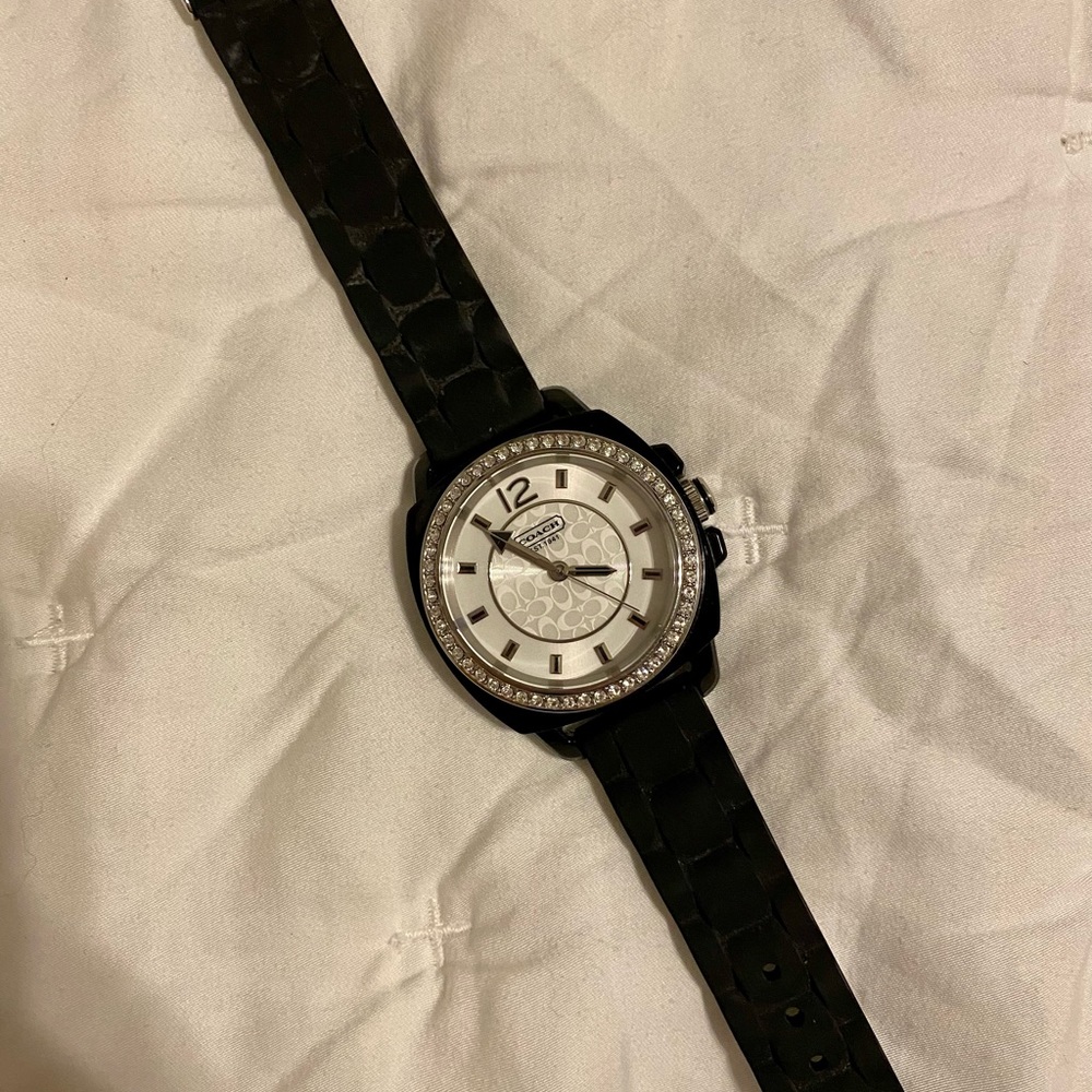 NWOT Coach Black Rhinestone Watch